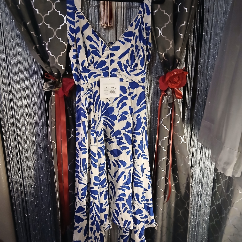 Alexis Blue and Cream Patterned Dress